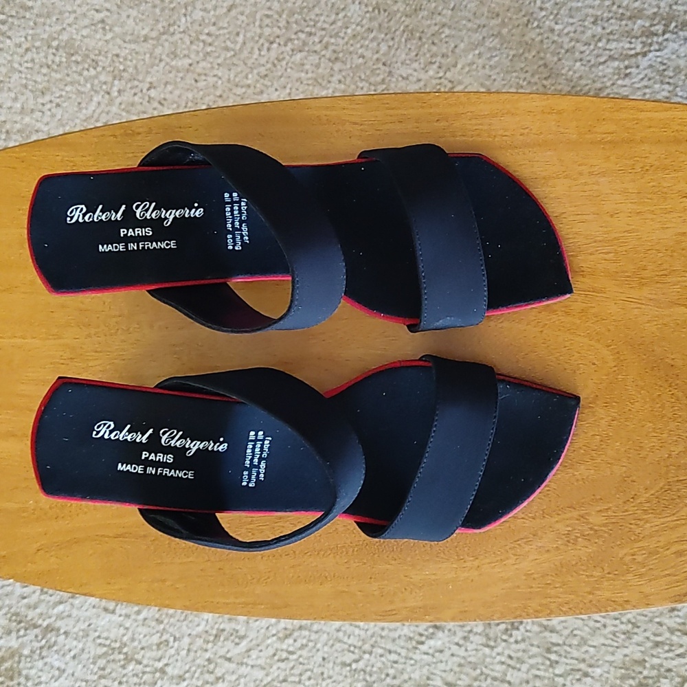 Robert Clergerie Size 7.5 Black and Red Heels - Unique Toe and Heel Shape!